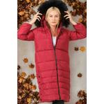 Z6740 DEWBERRY WOMEN'S COAT-PLAIN BURGUNDY fuksija