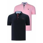 DUAL SET T8582 DEWBERRY MENS T-SHIRT-NAVY BLUE-PINK crna, roze