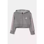 Dječja dukserica adidas boja: siva, s kapuljačom, s aplikacijom, JJ0949