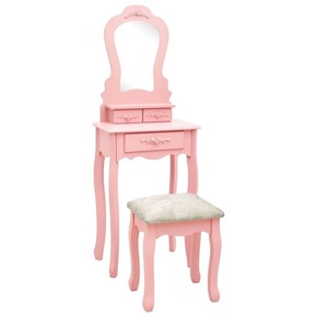 VidaXL Toaletni stolić sa stolcem rozi 50x59x136 cm drvo paulovnije