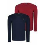 DOUBLE SET T8587 DEWBERRY V-NECK MEN'S SWEATSHIRT-NAVY-BURGUNDY crna