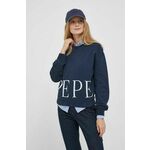 Pamučna dukserica Pepe Jeans Victoria za žene, boja: tamno plava, s tiskom